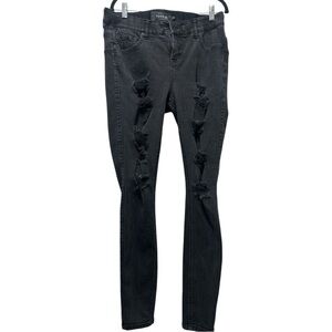 Torrid Black Distressed Skinny Jeans – Size 12R | High Rise Ripped Stretch Denim